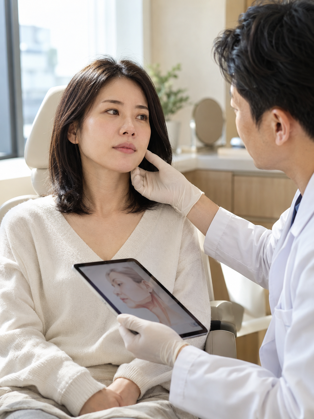 AI 생성 실사 예시: 안면 리프팅 상담